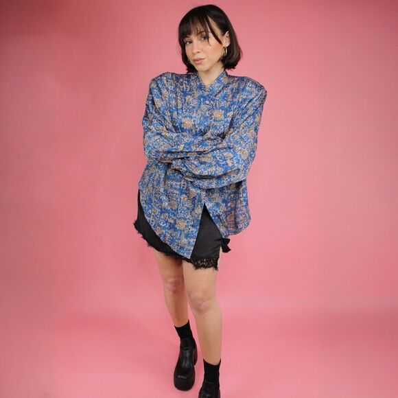 Vintage Japanese Stand Collar Button Down - Picture 2 of 7